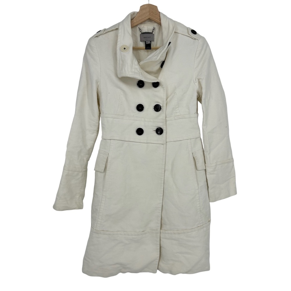 Mango Suit Cream Double Breasted Button Down Cotton Coat